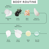product image-9,UpCircle body routine order of use: cleansing bar or hand + body wash, body scrub, bath salts, natural deodorant, then body cream, hand + body lotion, hand cream, body oil and eau de parfum
